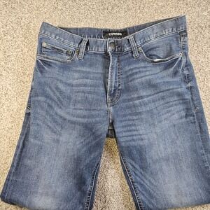 Express Jeans Mens 33x32 Blue Slim Hyper Stretch Slim Straight Denim Pants A6